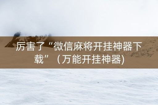 厉害了“微信麻将开挂神器下载”（万能开挂神器)