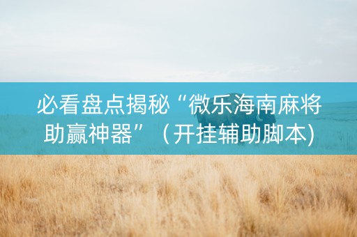 必看盘点揭秘“微乐海南麻将助赢神器”（开挂辅助脚本)