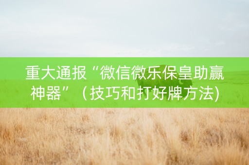 重大通报“微信微乐保皇助赢神器”（技巧和打好牌方法)
