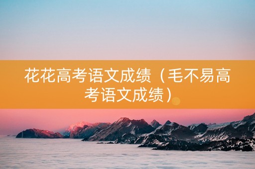 花花高考语文成绩（毛不易高考语文成绩）
