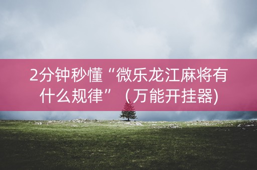 2分钟秒懂“微乐龙江麻将有什么规律”（万能开挂器)