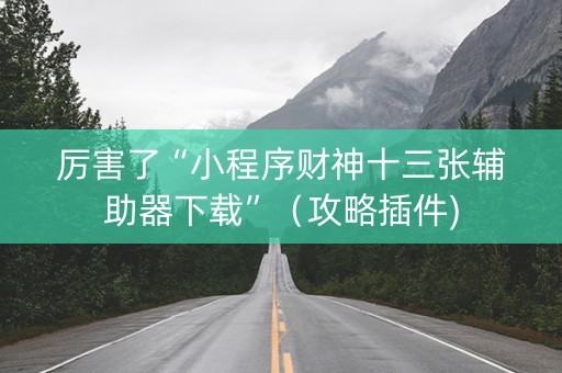 厉害了“小程序财神十三张辅助器下载”（攻略插件)