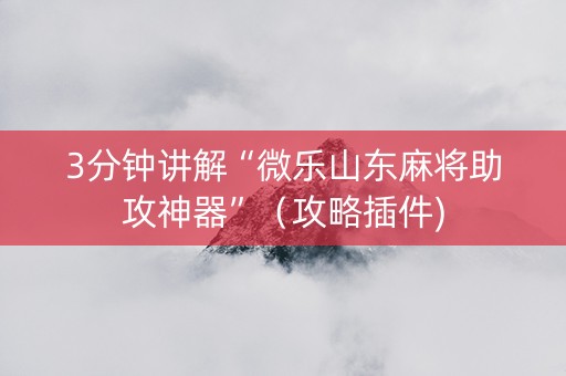 3分钟讲解“微乐山东麻将助攻神器”（攻略插件)