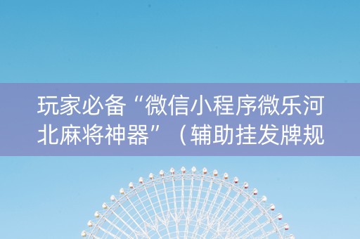 玩家必备“微信小程序微乐河北麻将神器”（辅助挂发牌规律)