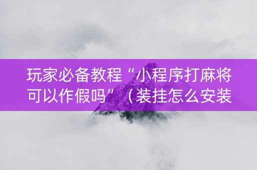 玩家必备教程“小程序打麻将可以作假吗”（装挂怎么安装)