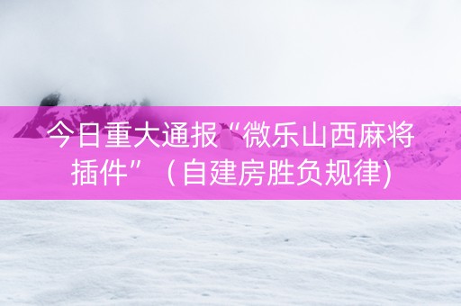 今日重大通报“微乐山西麻将插件”（自建房胜负规律)