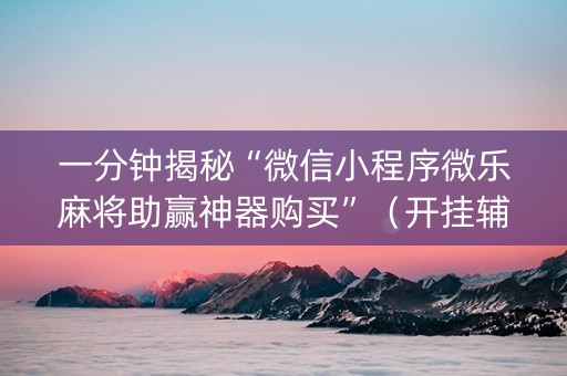 一分钟揭秘“微信小程序微乐麻将助赢神器购买”（开挂辅助器脚本)
