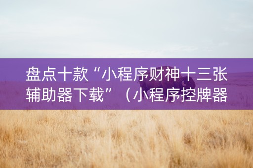 盘点十款“小程序财神十三张辅助器下载”（小程序控牌器)