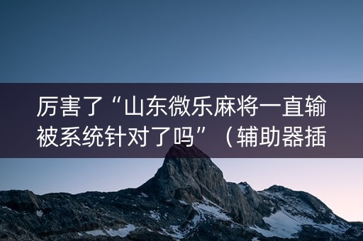 厉害了“山东微乐麻将一直输被系统针对了吗”（辅助器插件)