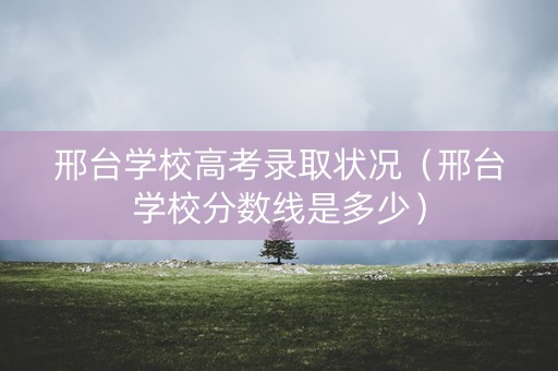 邢台学校高考录取状况（邢台学校分数线是多少）