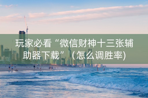 玩家必看“微信财神十三张辅助器下载”（怎么调胜率)