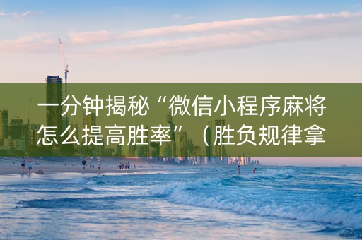 一分钟揭秘“微信小程序麻将怎么提高胜率”（胜负规律拿好牌)