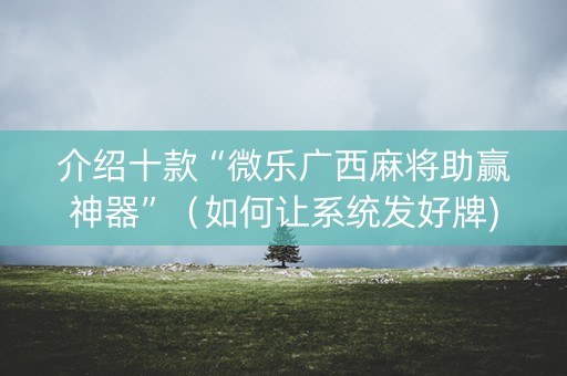 介绍十款“微乐广西麻将助赢神器”（如何让系统发好牌)