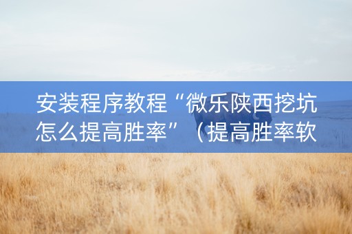 安装程序教程“微乐陕西挖坑怎么提高胜率”（提高胜率软件)