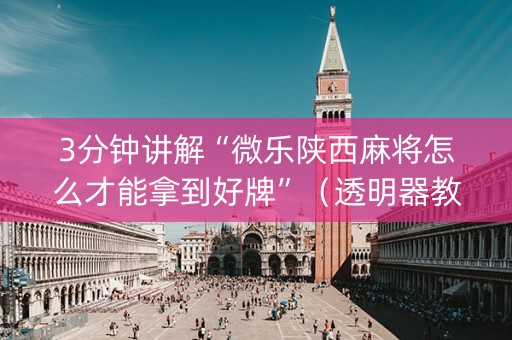 3分钟讲解“微乐陕西麻将怎么才能拿到好牌”（透明器教程)