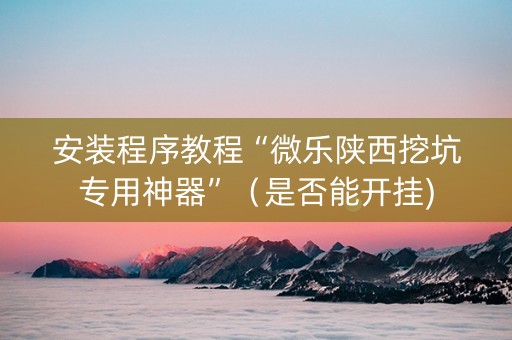 安装程序教程“微乐陕西挖坑专用神器”（是否能开挂)