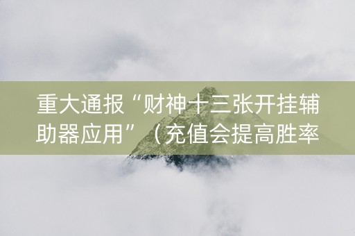 重大通报“财神十三张开挂辅助器应用”（充值会提高胜率么)