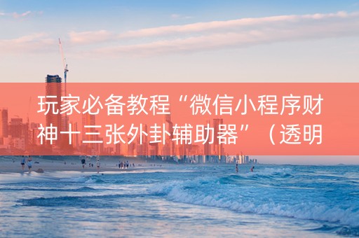 玩家必备教程“微信小程序财神十三张外卦辅助器”（透明器教程)