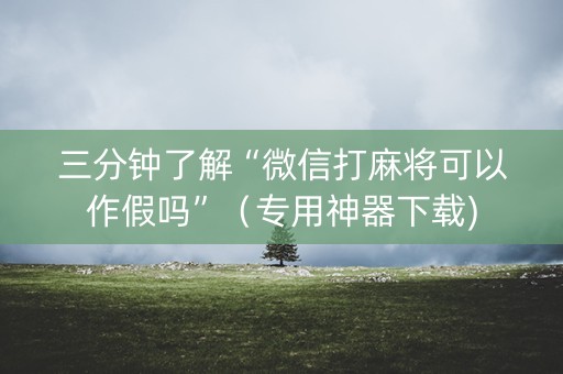 三分钟了解“微信打麻将可以作假吗”（专用神器下载)