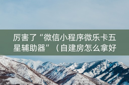 厉害了“微信小程序微乐卡五星辅助器”（自建房怎么拿好牌)