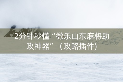 2分钟秒懂“微乐山东麻将助攻神器”（攻略插件)
