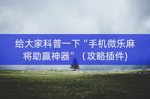 给大家科普一下“手机微乐麻将助赢神器”（攻略插件)