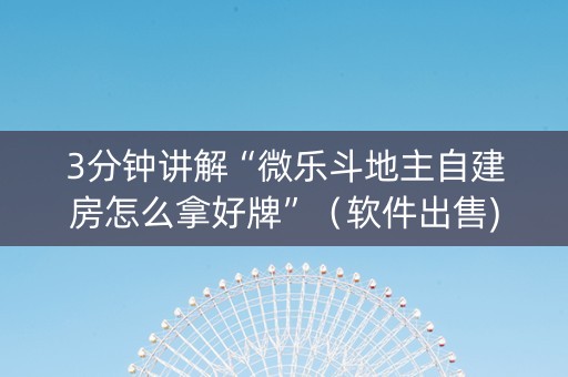3分钟讲解“微乐斗地主自建房怎么拿好牌”（软件出售)