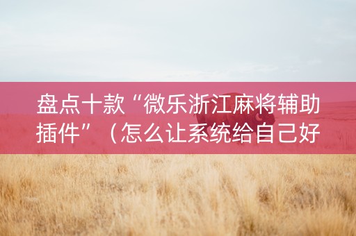 盘点十款“微乐浙江麻将辅助插件”（怎么让系统给自己好牌)