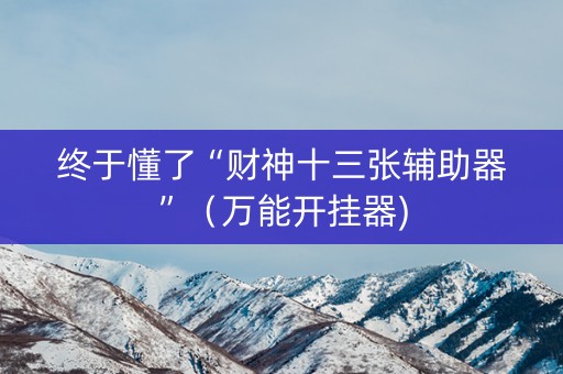 终于懂了“财神十三张辅助器”（万能开挂器)