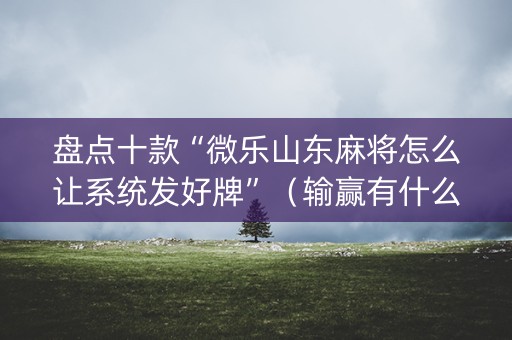 盘点十款“微乐山东麻将怎么让系统发好牌”（输赢有什么规律)