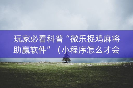 玩家必看科普“微乐捉鸡麻将助赢软件”（小程序怎么才会赢)