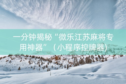 一分钟揭秘“微乐江苏麻将专用神器”（小程序控牌器)