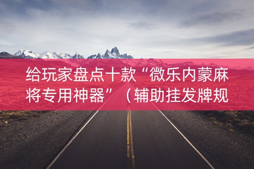 给玩家盘点十款“微乐内蒙麻将专用神器”（辅助挂发牌规律)