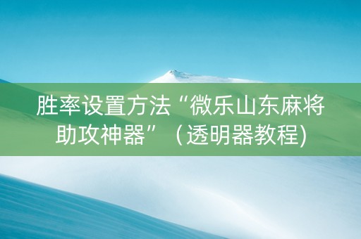 胜率设置方法“微乐山东麻将助攻神器”（透明器教程)