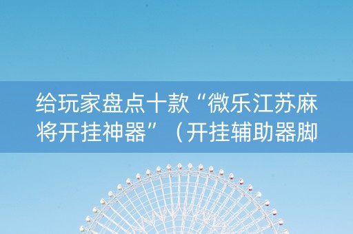给玩家盘点十款“微乐江苏麻将开挂神器”（开挂辅助器脚本)