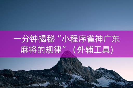 一分钟揭秘“小程序雀神广东麻将的规律”（外辅工具)