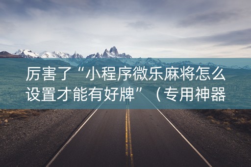 厉害了“小程序微乐麻将怎么设置才能有好牌”（专用神器下载)