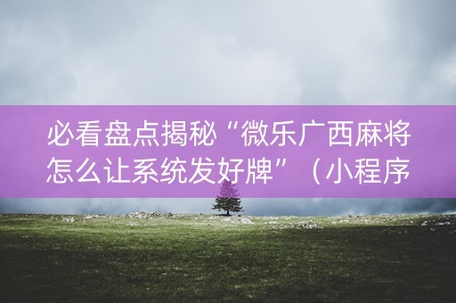 必看盘点揭秘“微乐广西麻将怎么让系统发好牌”（小程序控牌器)