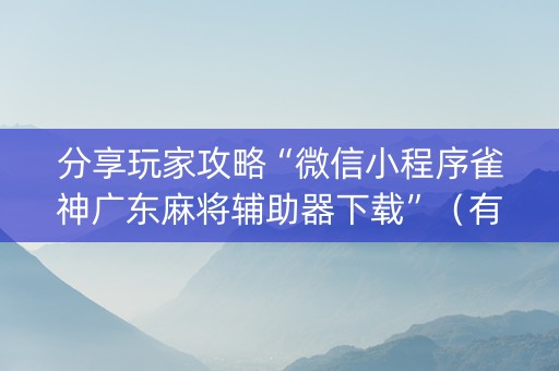 分享玩家攻略“微信小程序雀神广东麻将辅助器下载”（有没有猫腻)