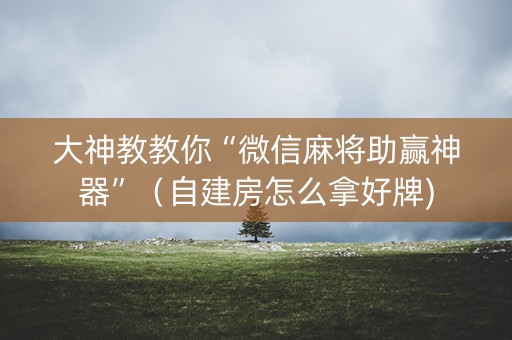 大神教教你“微信麻将助赢神器”（自建房怎么拿好牌)