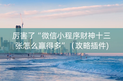 厉害了“微信小程序财神十三张怎么赢得多”（攻略插件)