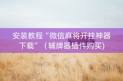 安装教程“微信麻将开挂神器下载”（辅牌器插件购买)
