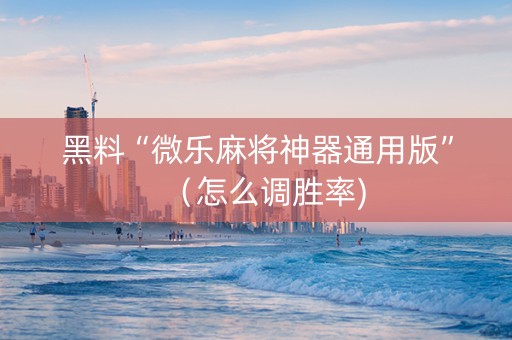 黑料“微乐麻将神器通用版”（怎么调胜率)