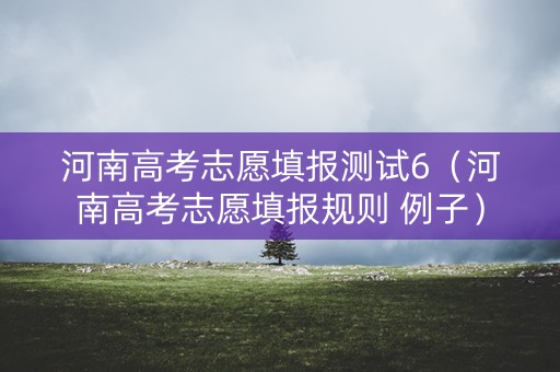 河南高考志愿填报测试6（河南高考志愿填报规则 例子）