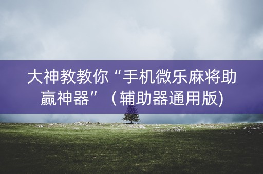 大神教教你“手机微乐麻将助赢神器”（辅助器通用版)