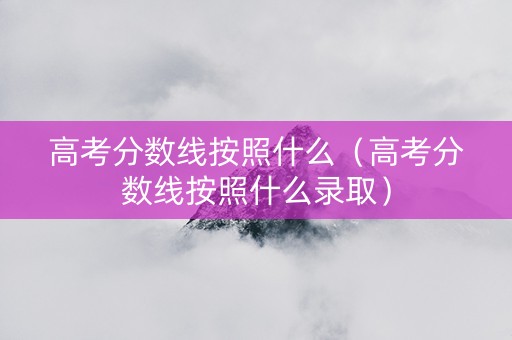 高考分数线按照什么（高考分数线按照什么录取）