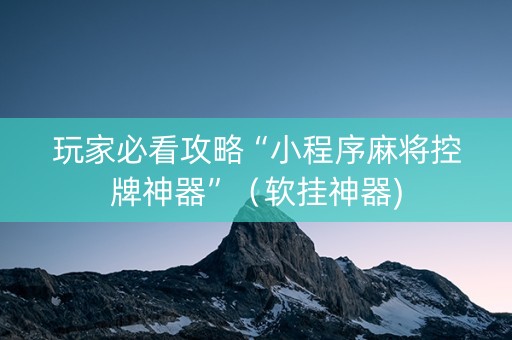 玩家必看攻略“小程序麻将控牌神器”（软挂神器)
