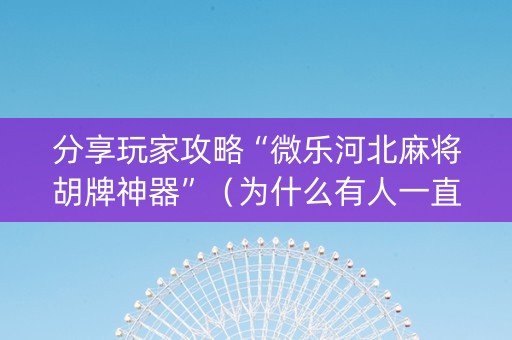 分享玩家攻略“微乐河北麻将胡牌神器”（为什么有人一直赢)