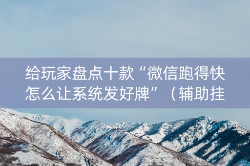 给玩家盘点十款“微信跑得快怎么让系统发好牌”（辅助挂发牌规律)