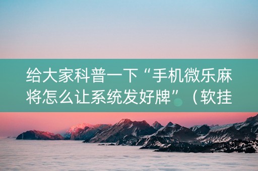 给大家科普一下“手机微乐麻将怎么让系统发好牌”（软挂神器)